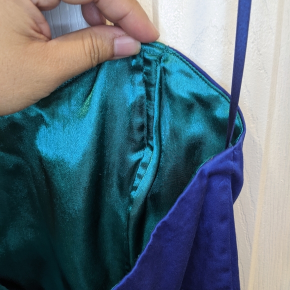 French Connection Colour Block Green Purple/Blue Strapless Mini Dress US 6 - Picture 13 of 15